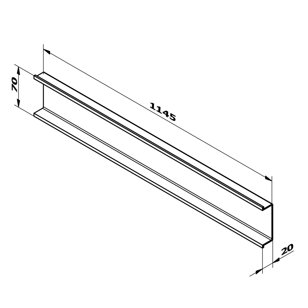 SAPHO – CHANEL dekorační lišta mezi zásuvky 1145x70x20 zlato mat DT122