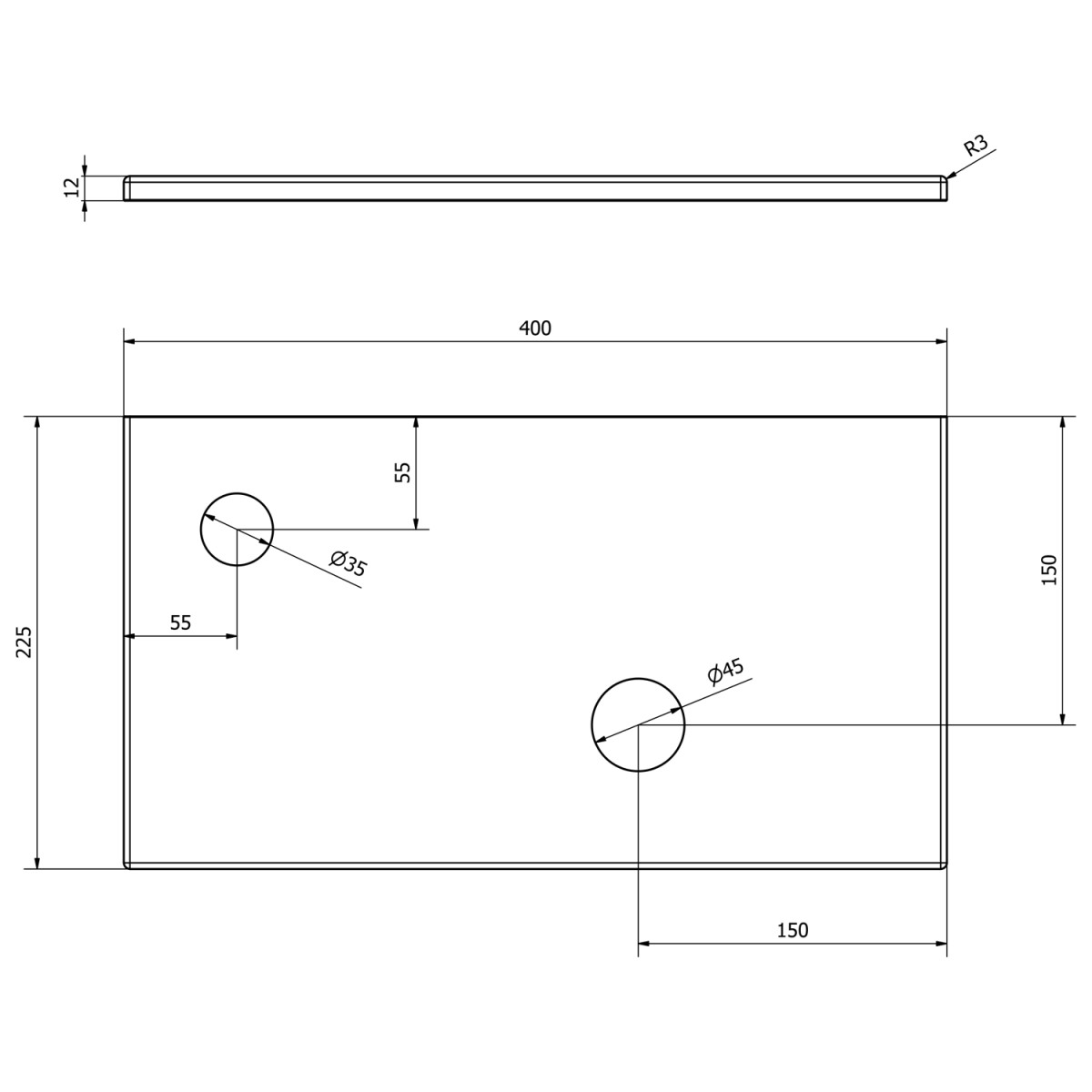 SAPHO – MINOR deska pod umývátko 40×22,5cm, baterie vlevo, litý mramor, bílá MR400