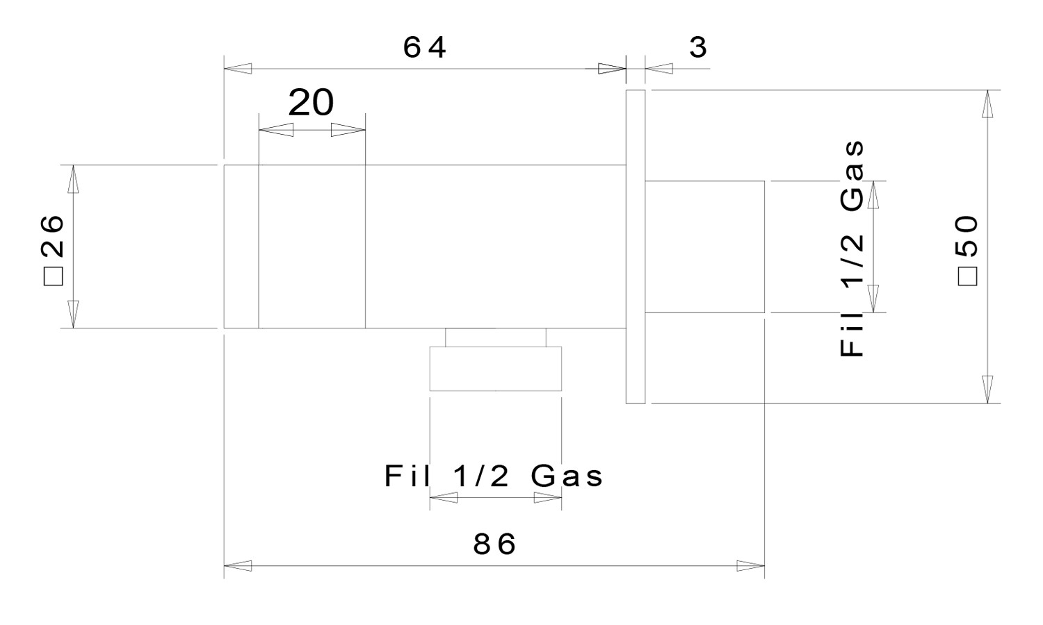 SAPHO – Držák sprchy hranatý, pevný, s vyústěním, chrom SG303