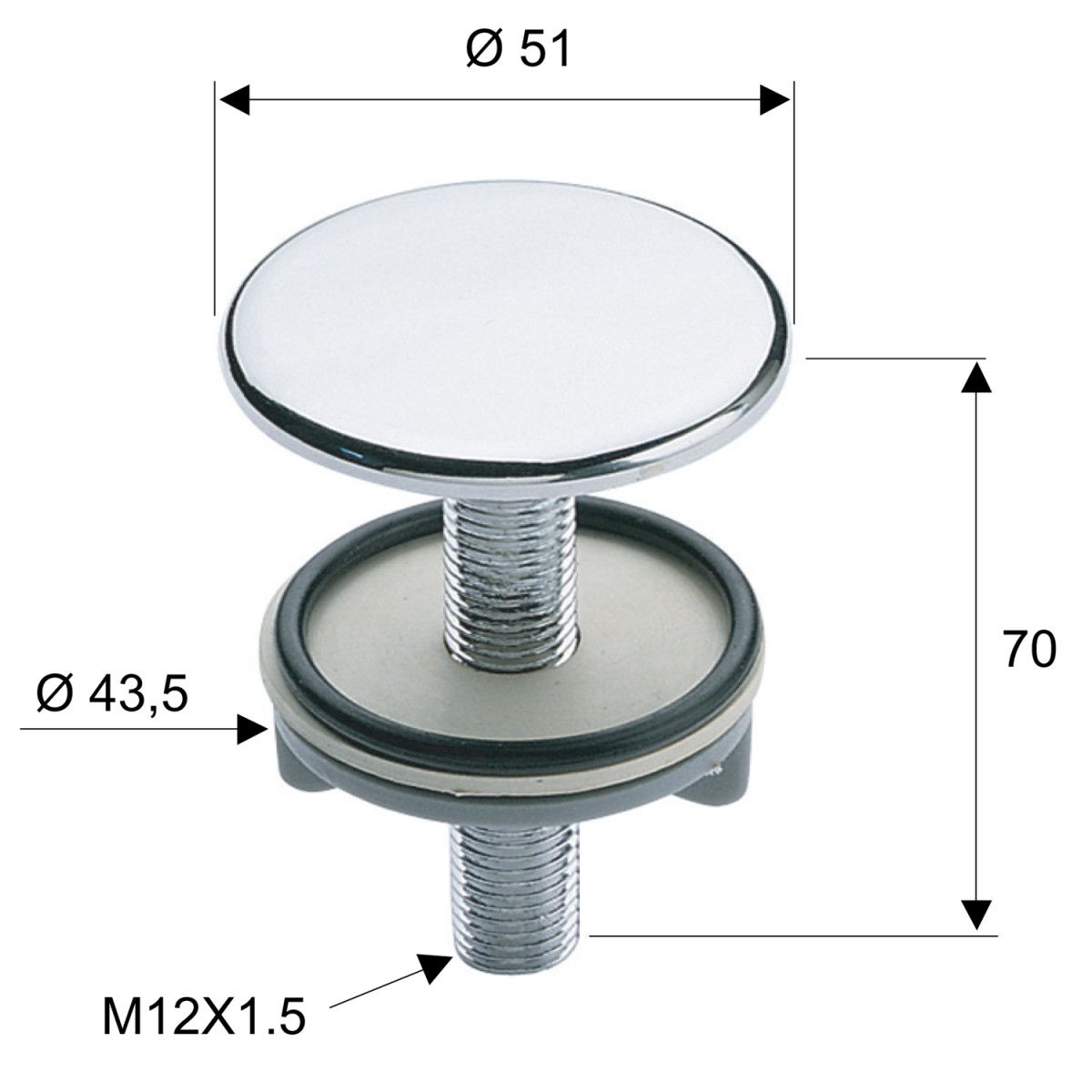 SAPHO – Záslepka na umyvadlo 50, chrom 5350C