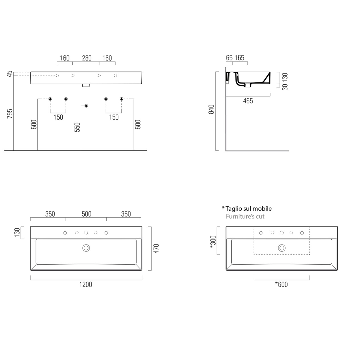 GSI – KUBE X keramické dvojumyvadlo 120x47cm, bílá ExtraGlaze 9424211