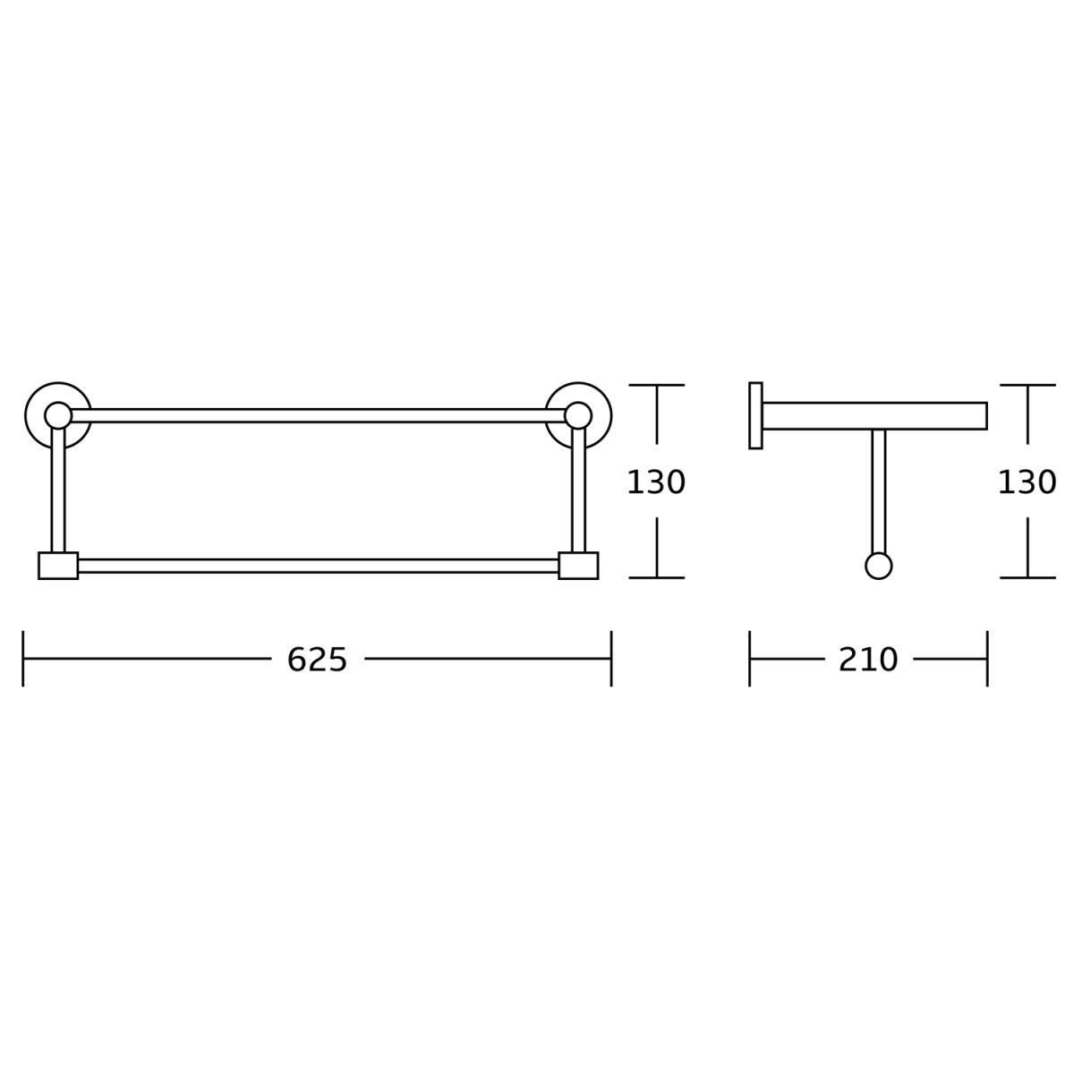 AQUALINE – SAMBA polička na ručníky s hrazdou, chrom SB114