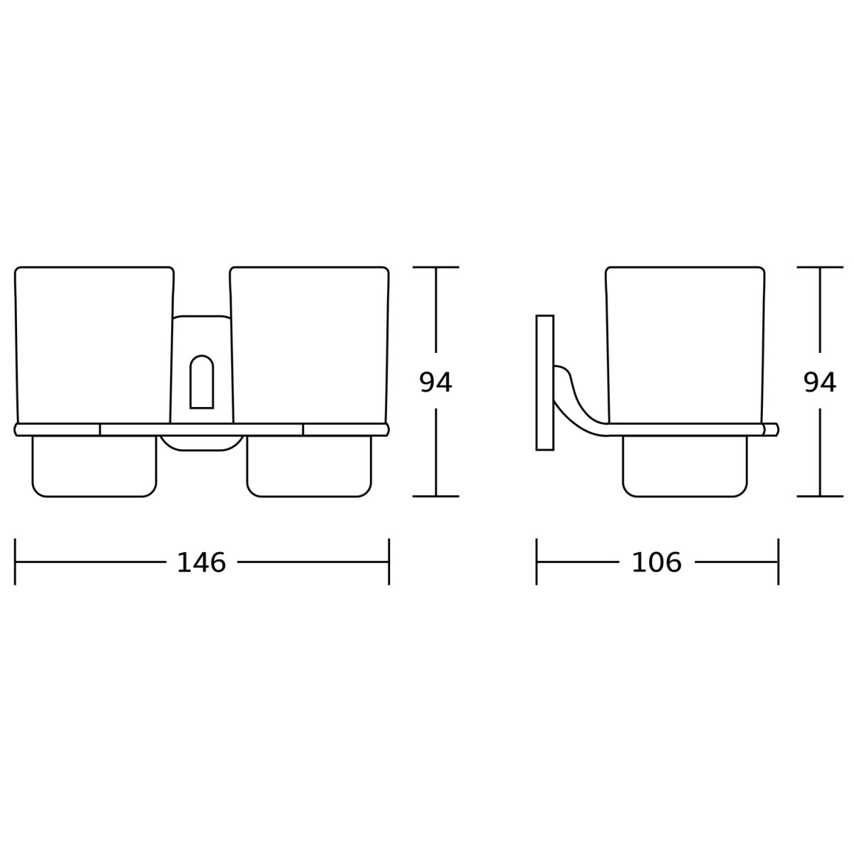 AQUALINE – RUMBA dvojitý držák skleniček, mléčné sklo, chrom RB105