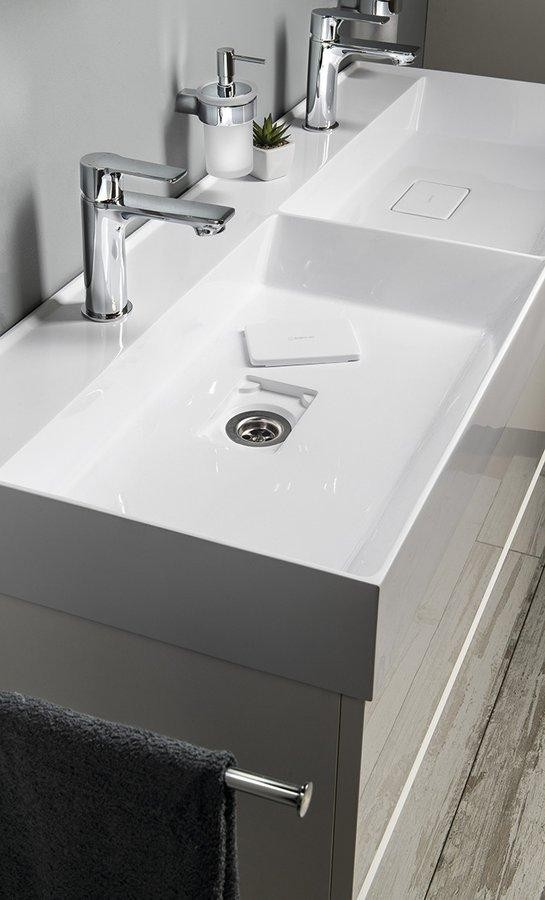 SAPHO – GODIVA dvojumyvadlo, litý mramor, 119x44cm, bílá GU119