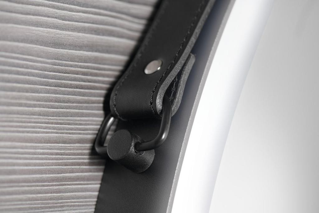 SAPHO – ORBITER kulaté zrcadlo s LED osvětlením ø 60cm, kožený pásek, černá mat ORL060