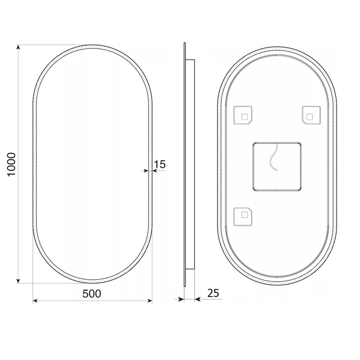 SAPHO – MINOX oválné zrcadlo s LED osvětlením 50x100cm MX250