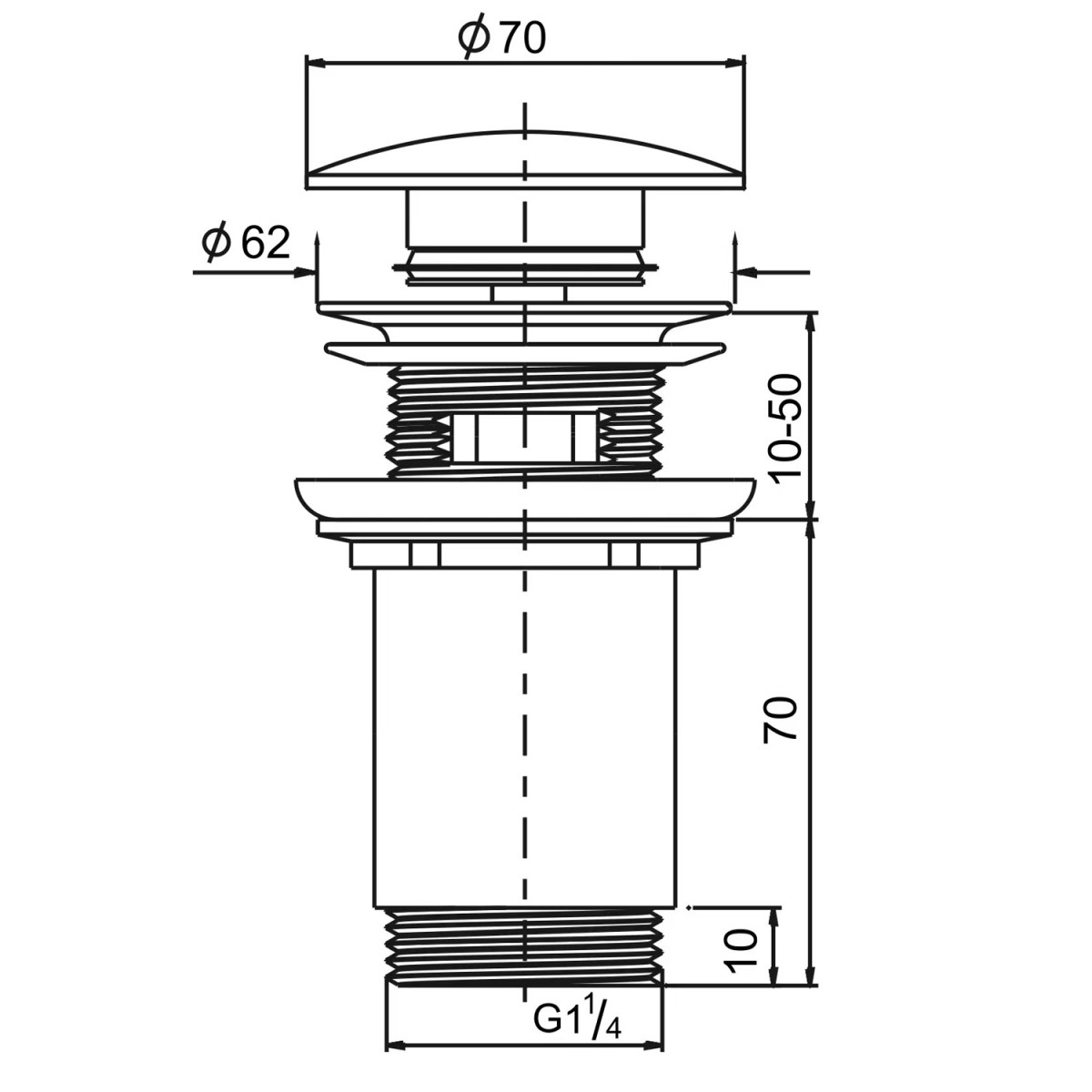 SAPHO – Umyvadlová výpust 5/4“, click-clack, keramická zátka, 10-50, bílá AR902