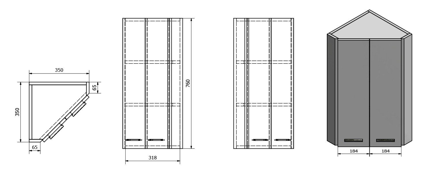 AQUALINE – ZOJA/KERAMIA FRESH horní skříňka rohová 35x76x35cm,dub platin 50333