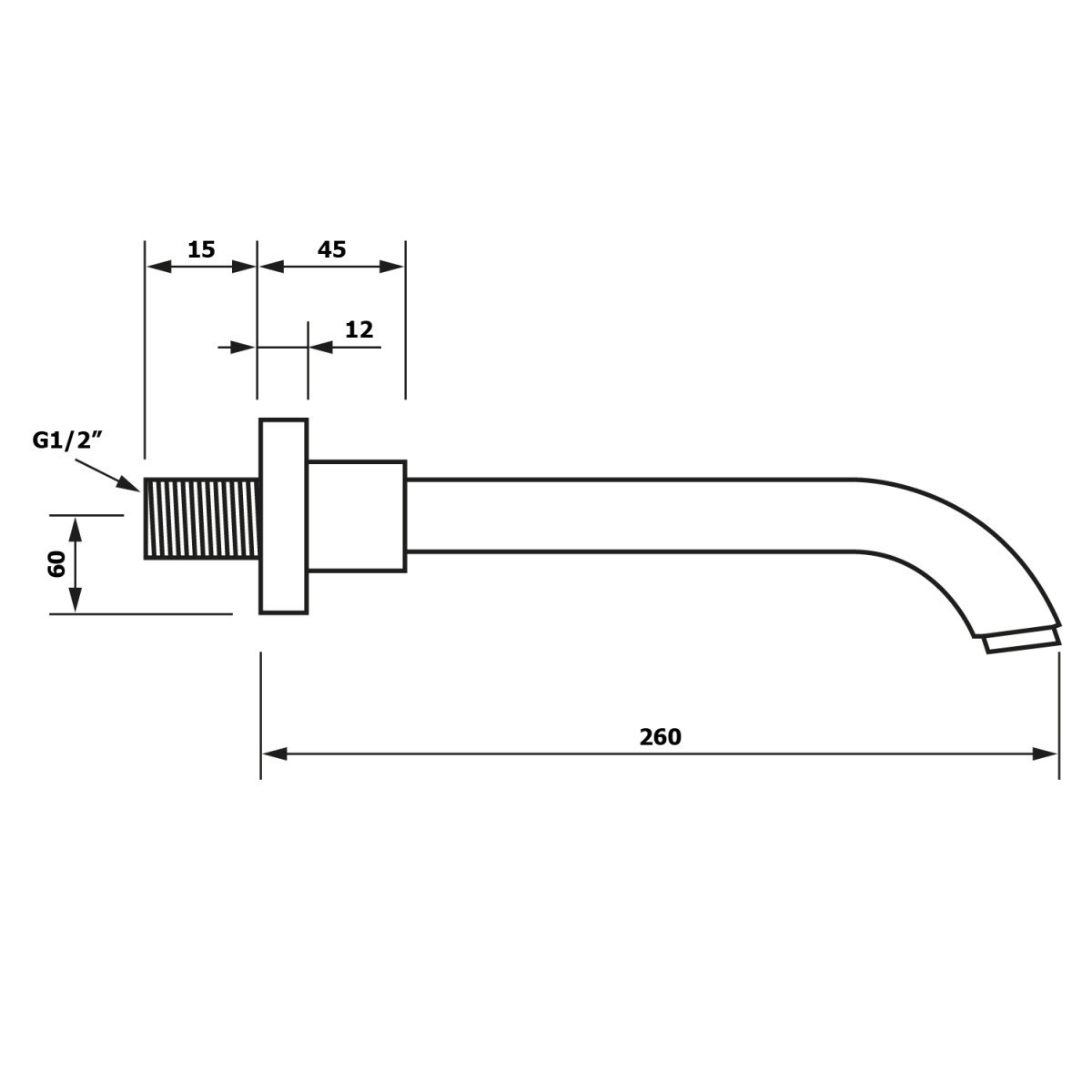 SAPHO – Nástěnná výtoková hubice, 260, chrom CR260CRO