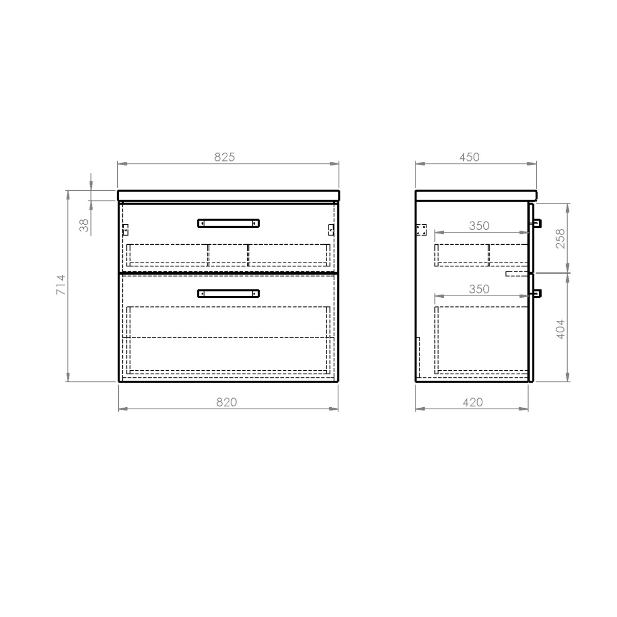 AQUALINE – VEGA sestava koupelnového nábytku, š. 82,5 cm, bílá/dub platin VG083-01