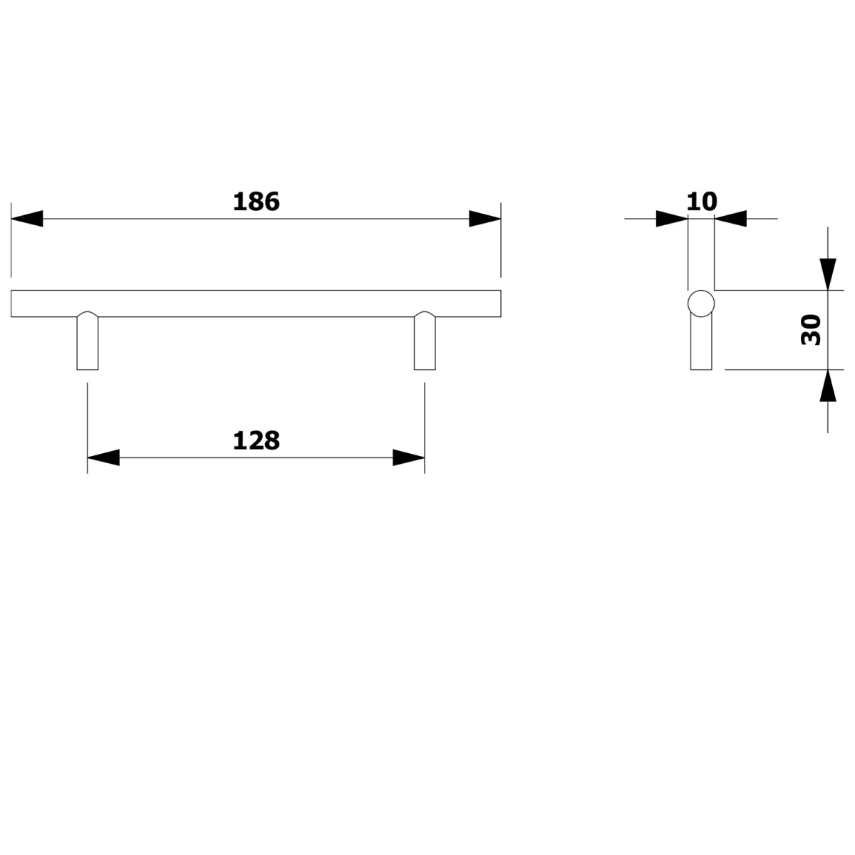 AQUALINE – VILI kovová úchytka, 186/128, chrom 10092