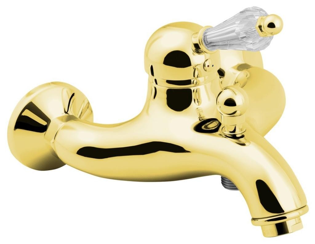 SAPHO - KIRKÉ CRYSTAL nástěnná vanová baterie, páčka krystal, zlato KI10KZ