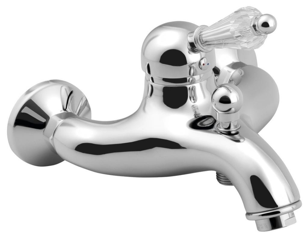 SAPHO - KIRKÉ CRYSTAL nástěnná vanová baterie, páčka krystal, chrom KI10KC