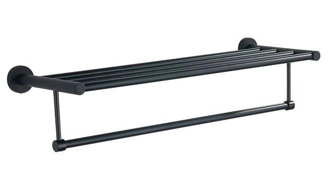 AQUALINE - SAMBA polička na ručníky s hrazdou, černá SB214