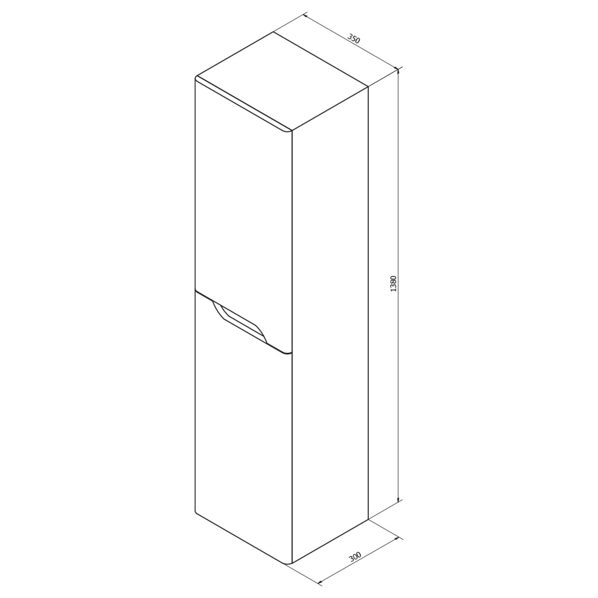 SAPHO – MEDIENA skříňka vysoká 35x140x30cm, 2x dvířka, levá/pravá, bílá mat/bílá mat MD350
