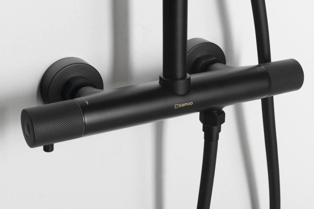 SAPHO – SOLARIS sprchový sloup s termostatickou baterií, černá mat WD139B