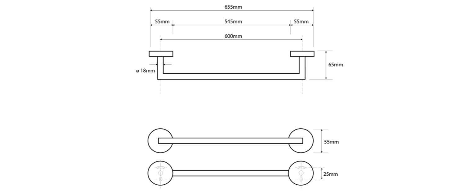 SAPHO – X-ROUND WHITE držák ručníků 600, bílá mat XR404W