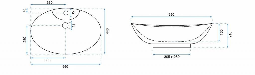 REA – Umyvadlo na desku Rosa 66×44 bílé REA-00692