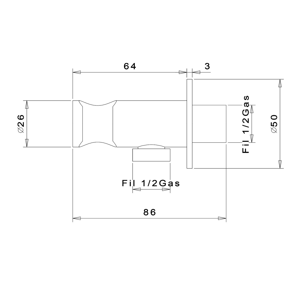 SAPHO – Držák sprchy kulatý, pevný, s vyústěním, bílá mat SG203BI