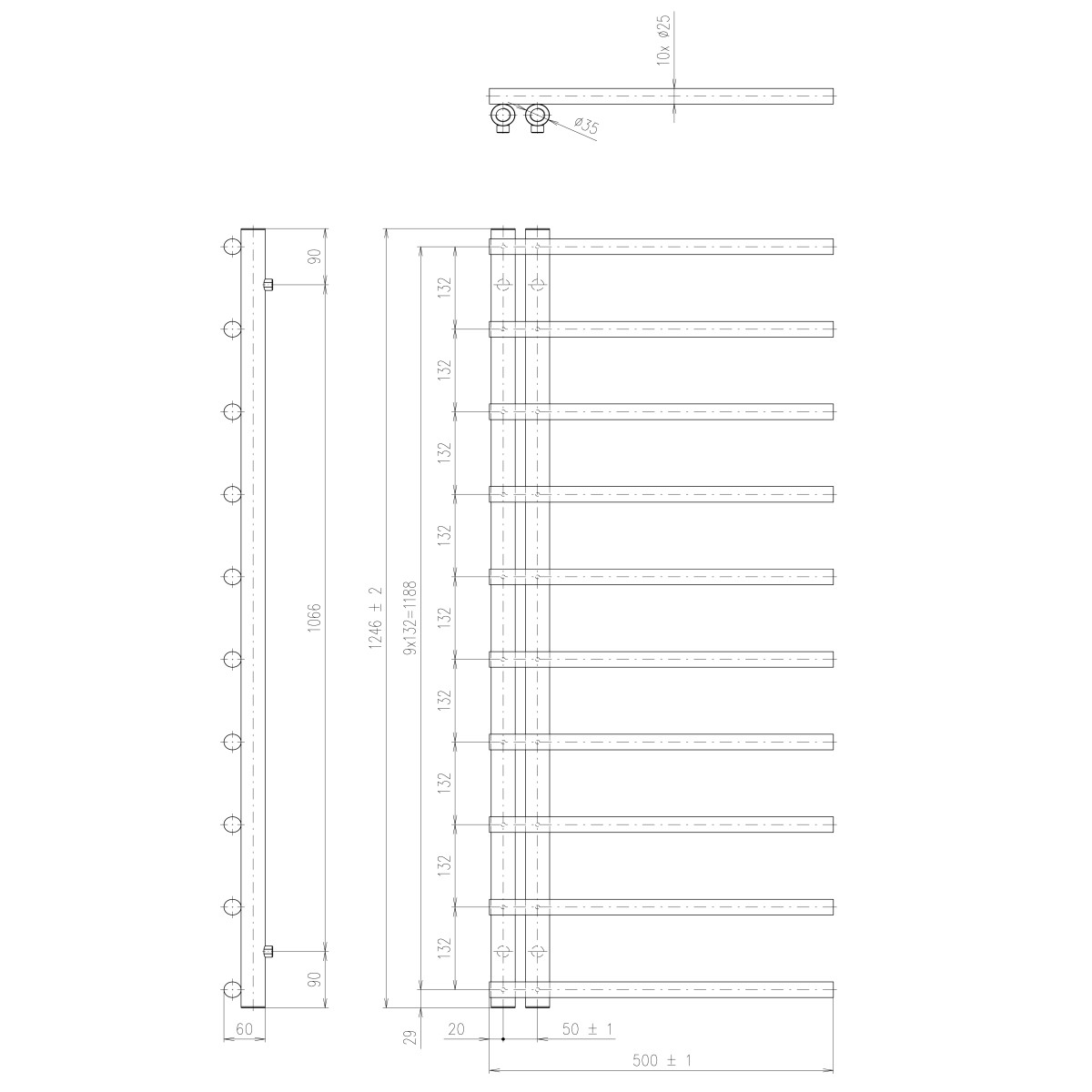 SAPHO – JUSTINA otopné těleso 500×1246 bílá mat IR546W