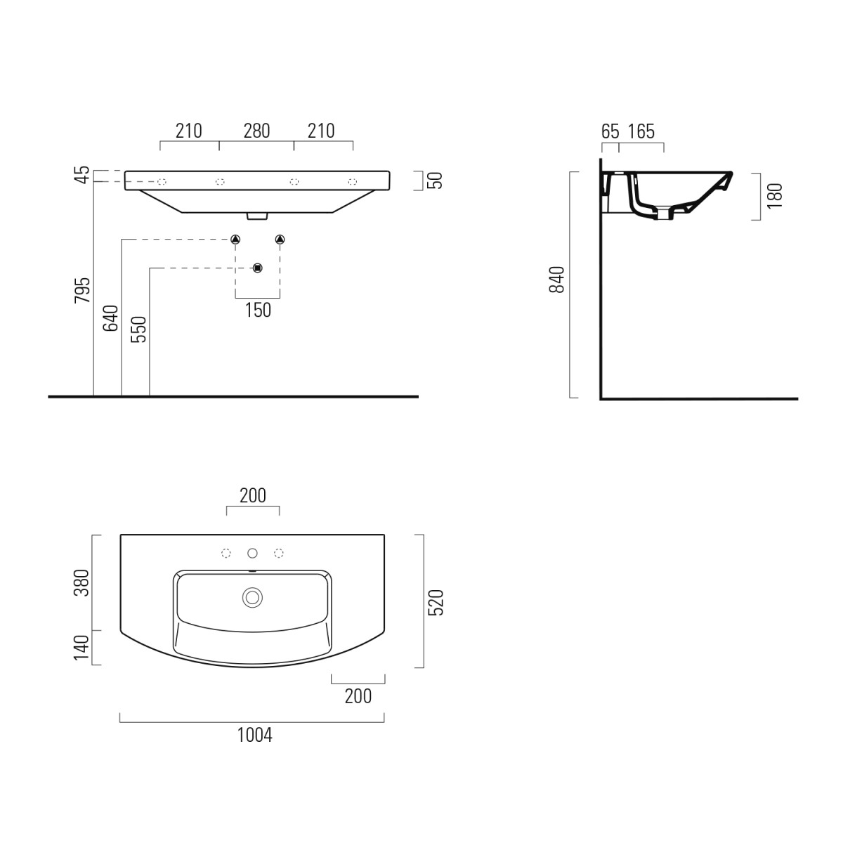 GSI – NORM keramické umyvadlo 100x52cm, oblé, bílá ExtraGlaze 8643111
