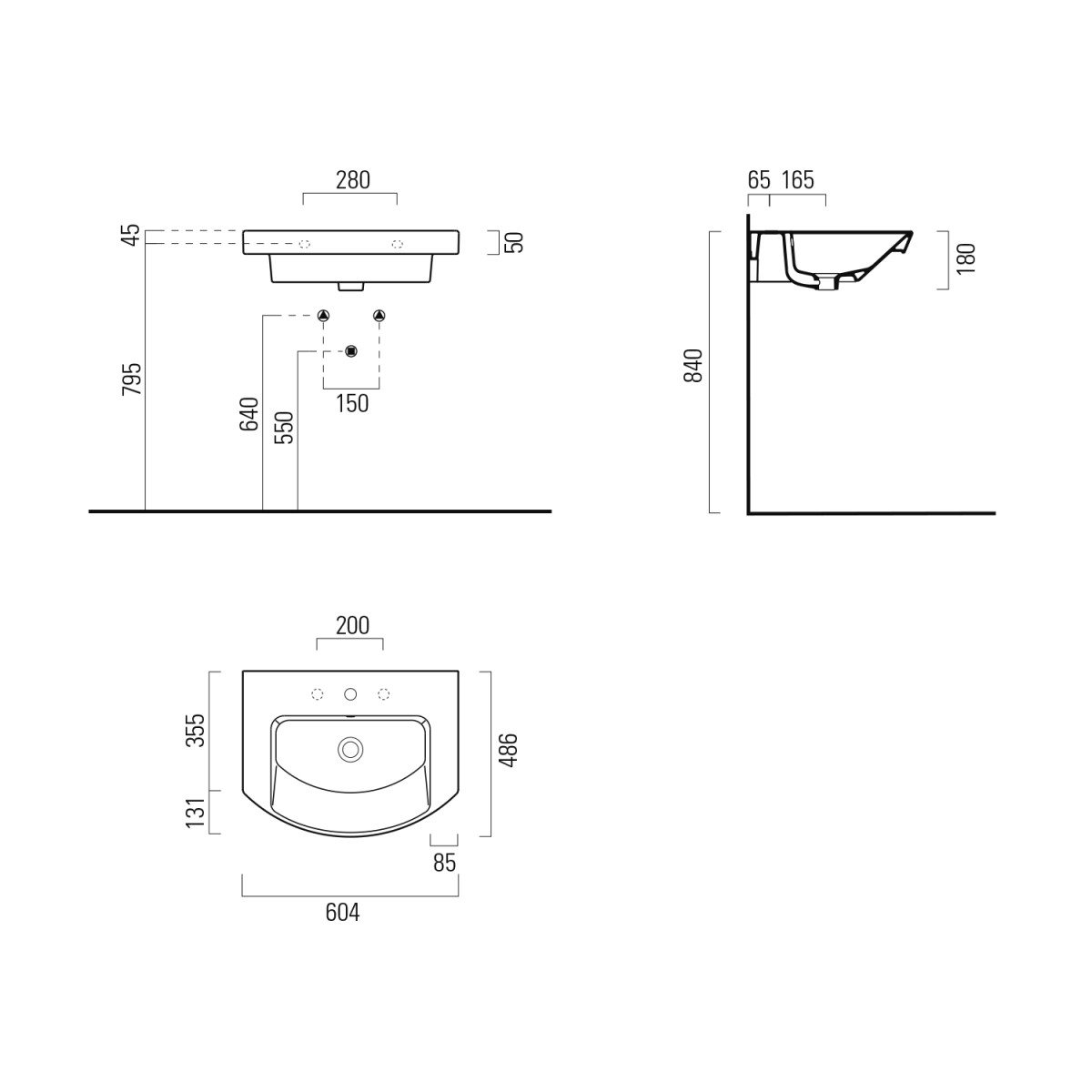 GSI – NORM keramické umyvadlo 60x49cm, oblé, bílá ExtraGlaze 8645111