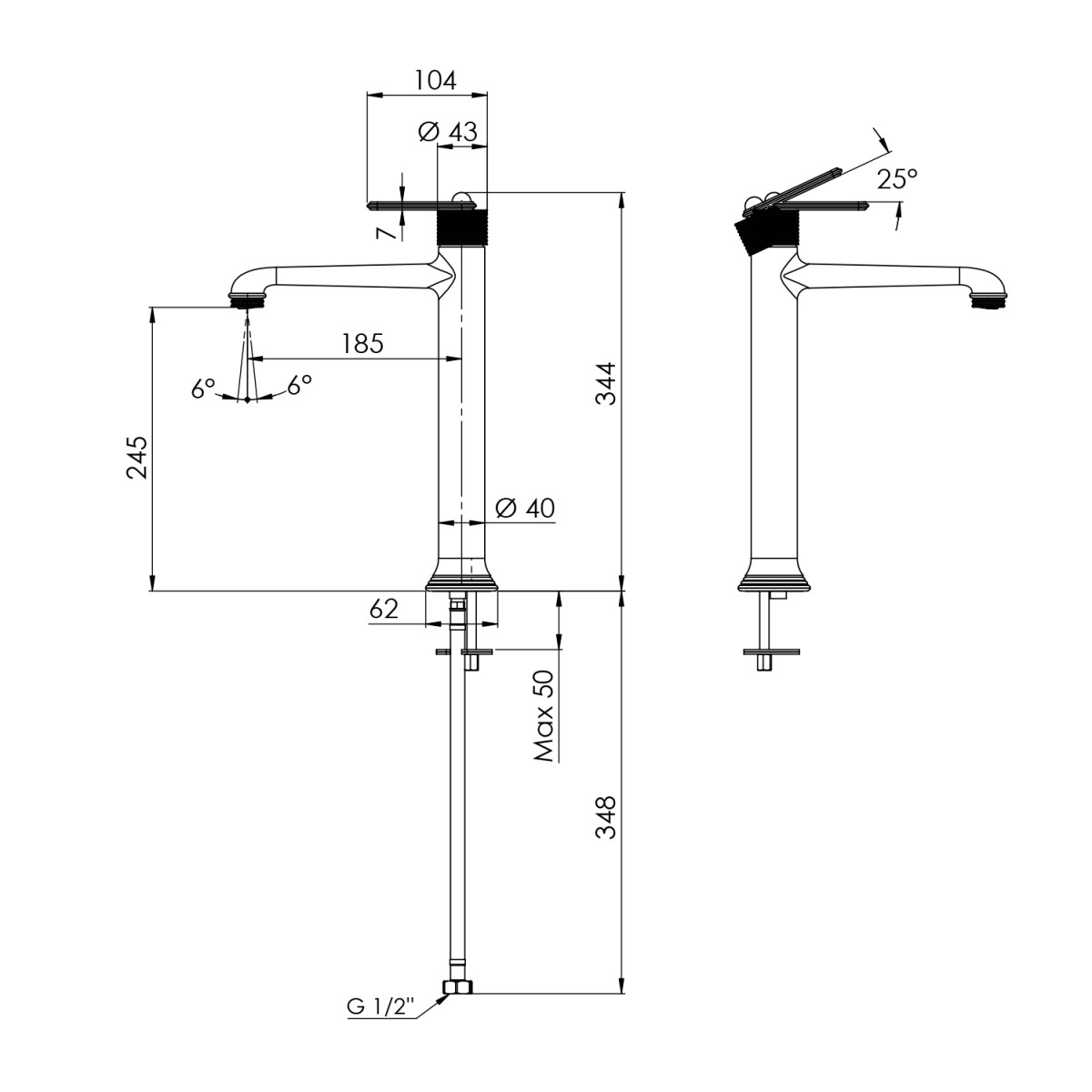 SAPHO – BEBÉ stojánková umyvadlová baterie vysoká, prodloužená hubice, zlato BB007/17