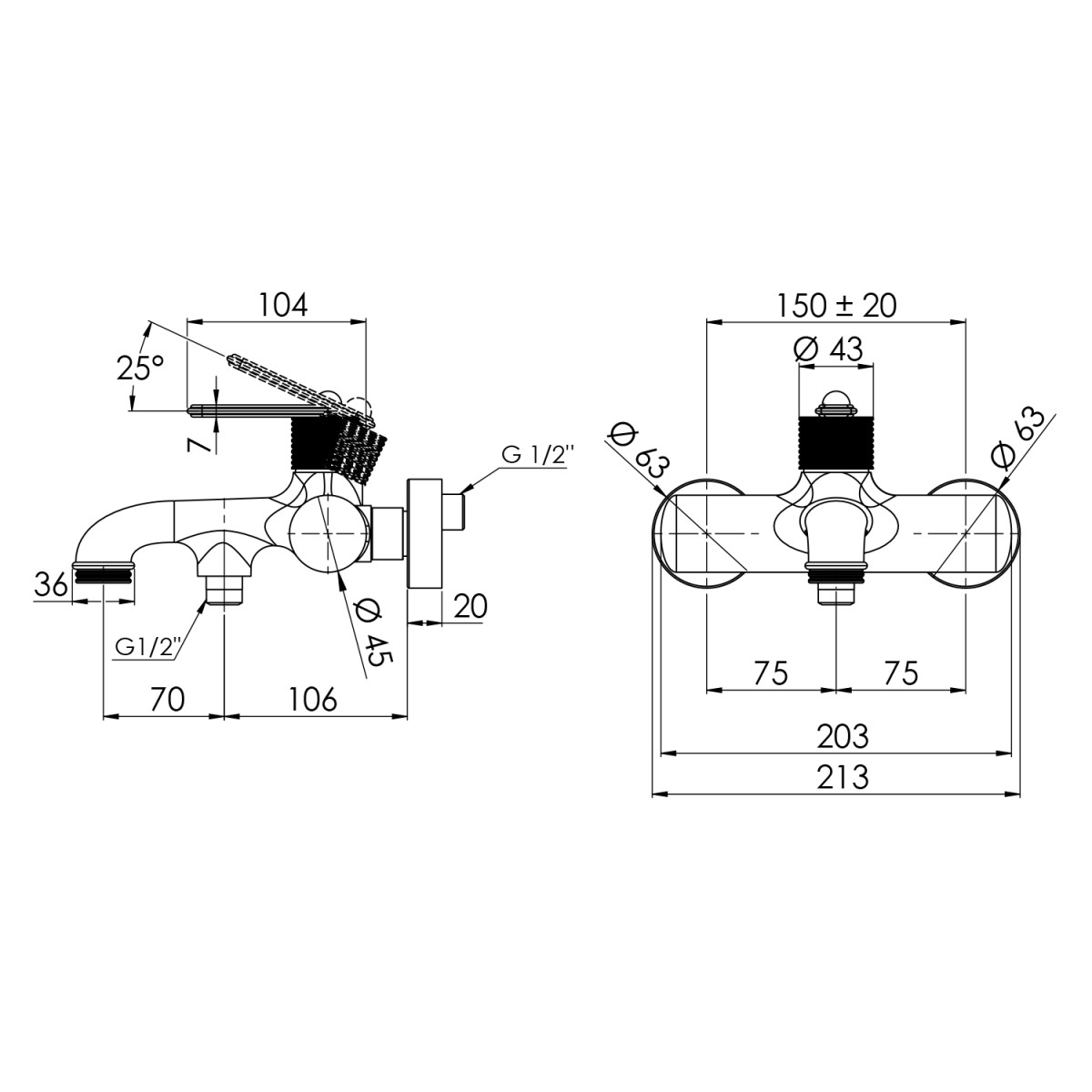 SAPHO – BEBÉ nástěnná vanová baterie, chrom BB010