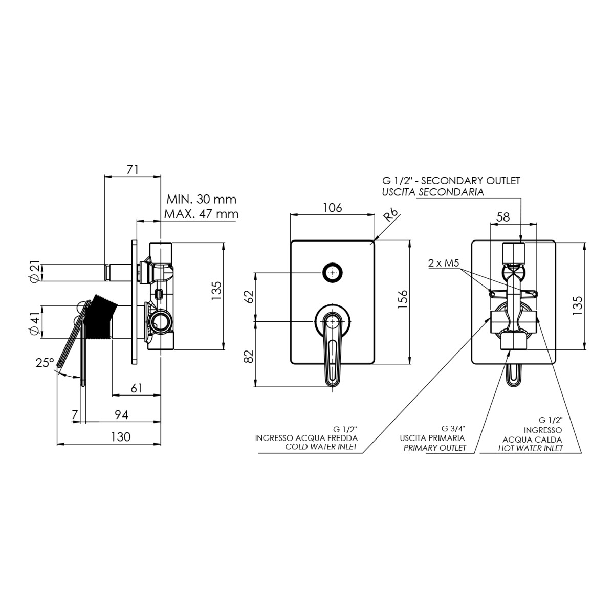SAPHO – BEBÉ podomítková sprchová baterie, 2 výstupy, chrom BB042