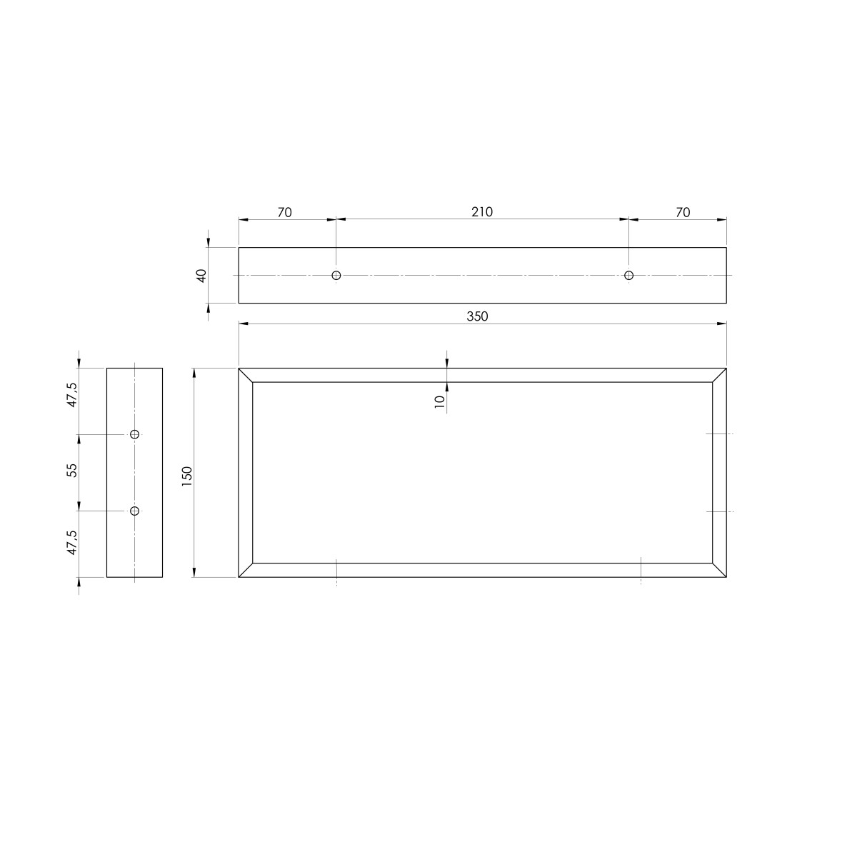 SAPHO – Podpěrná konzole 350x150x40, lakovaná ocel, bílá mat, 1 ks 30378