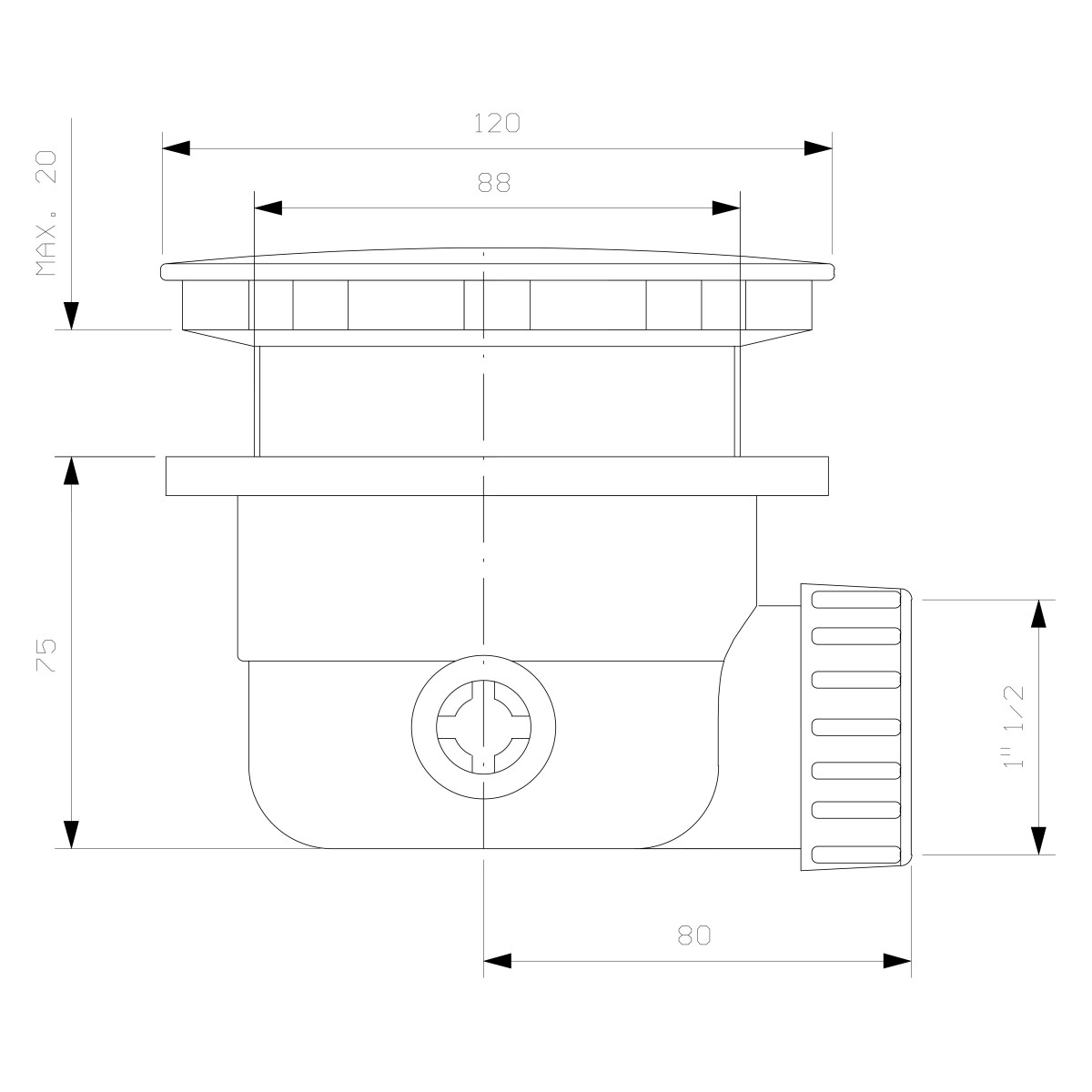 POLYSAN – Vaničkový sifon, průměr 90, DN40, krytka bronz 1711A