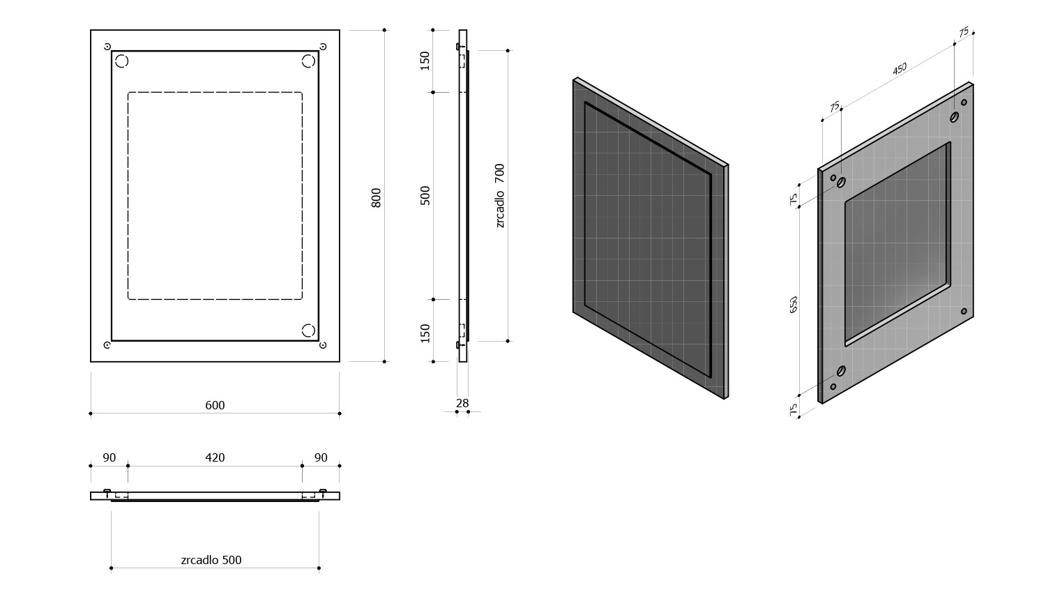 SAPHO – NIROX zrcadlo v rámu 60x80cm, dub alabama NX608-2222
