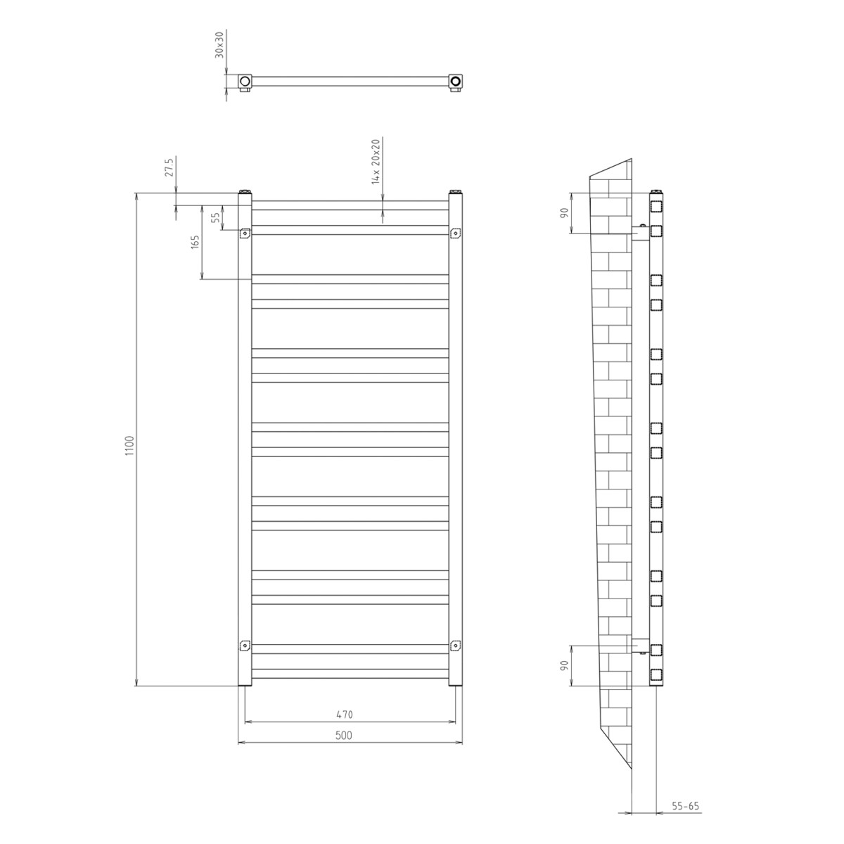 SAPHO – METRO DOS otopné těleso 500×1100 černá mat IR432TB