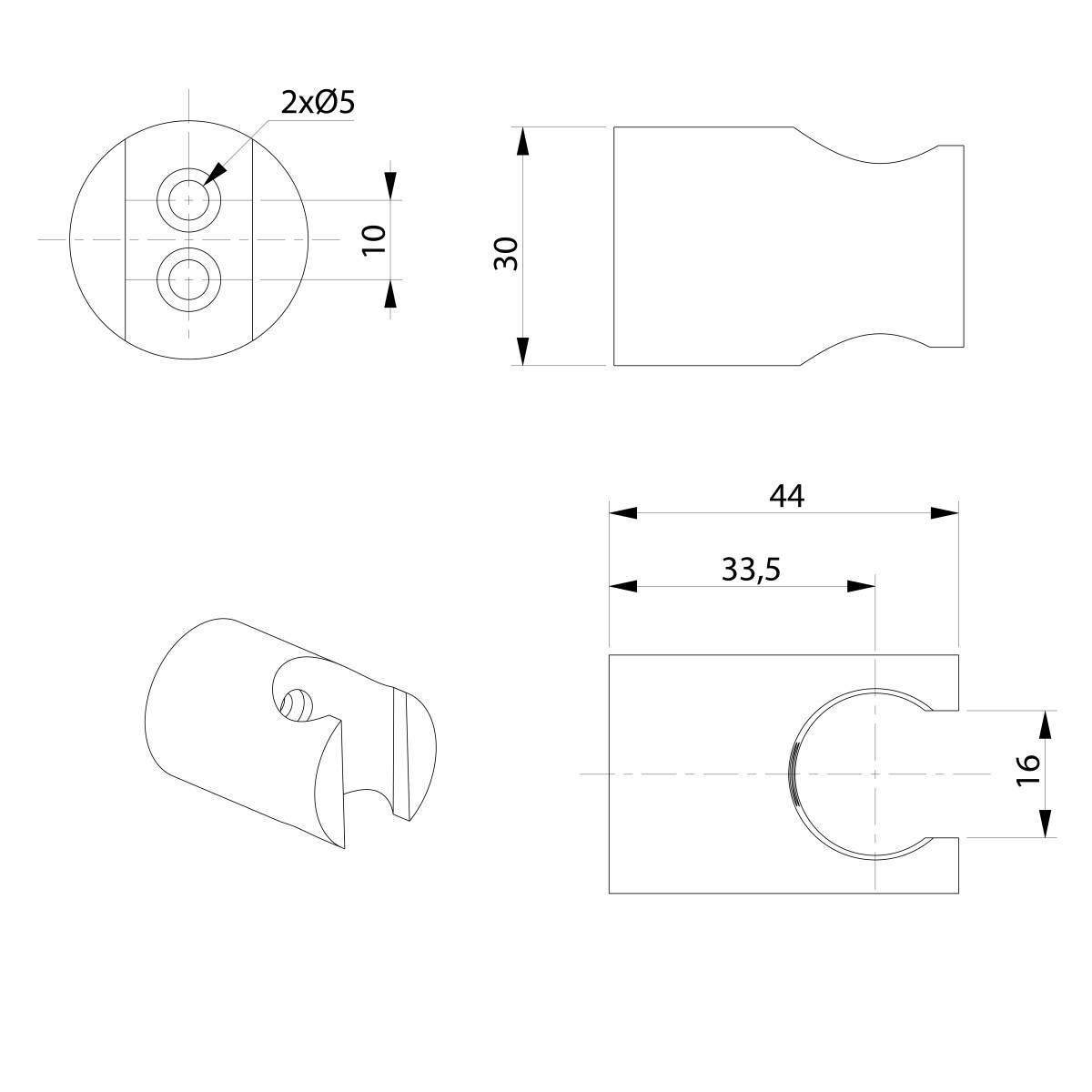 SAPHO – Držák sprchy kulatý, pevný, zlato mat 1205-15GB