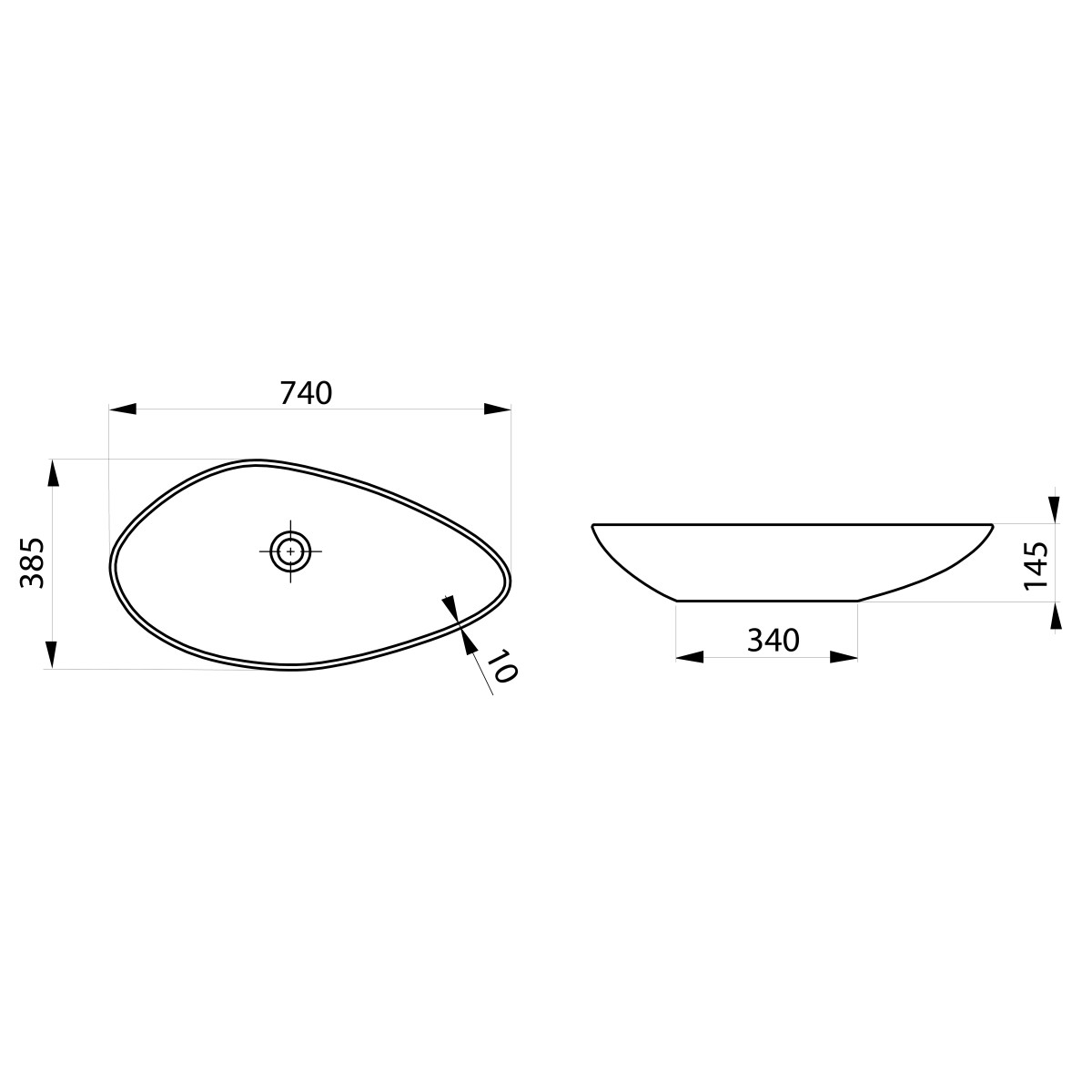 SAPHO – OVALI keramické umyvadlo 74×38,5cm, bílá TU0713