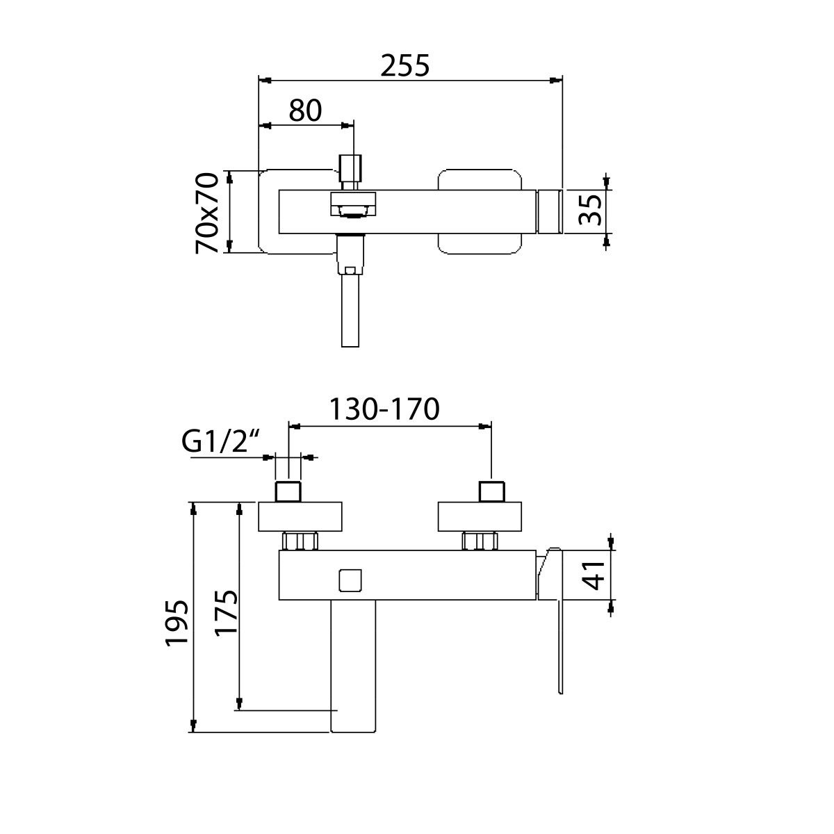 SAPHO – SPECTRE nástěnná vanová baterie, černá mat 1102-70B