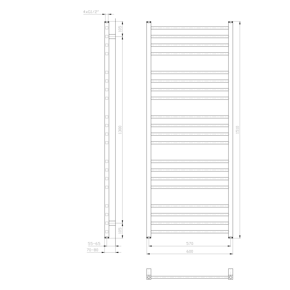 SAPHO – METRO otopné těleso 600×1510 bílá IR420T