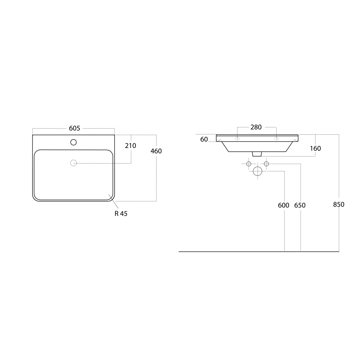 SAPHO – THALIE 60 keramické umyvadlo nábytkové 60x46cm, bílá TH11060
