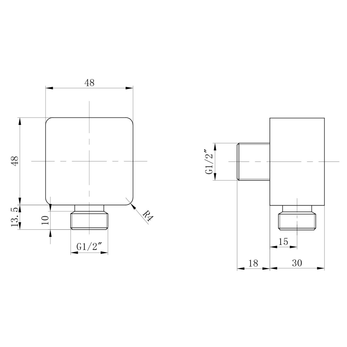 AQUALINE – Vývod sprchy, 48×48, černá mat SC331B