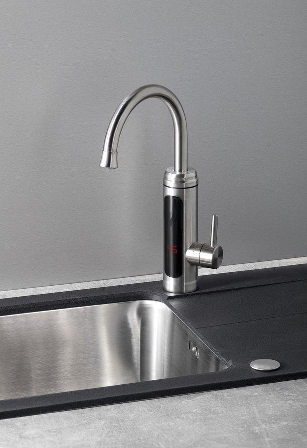 AQUALINE – Elektrická vodovodní baterie s průtokovým ohřívačem vody, 230V, 3kW, nerez RT2009