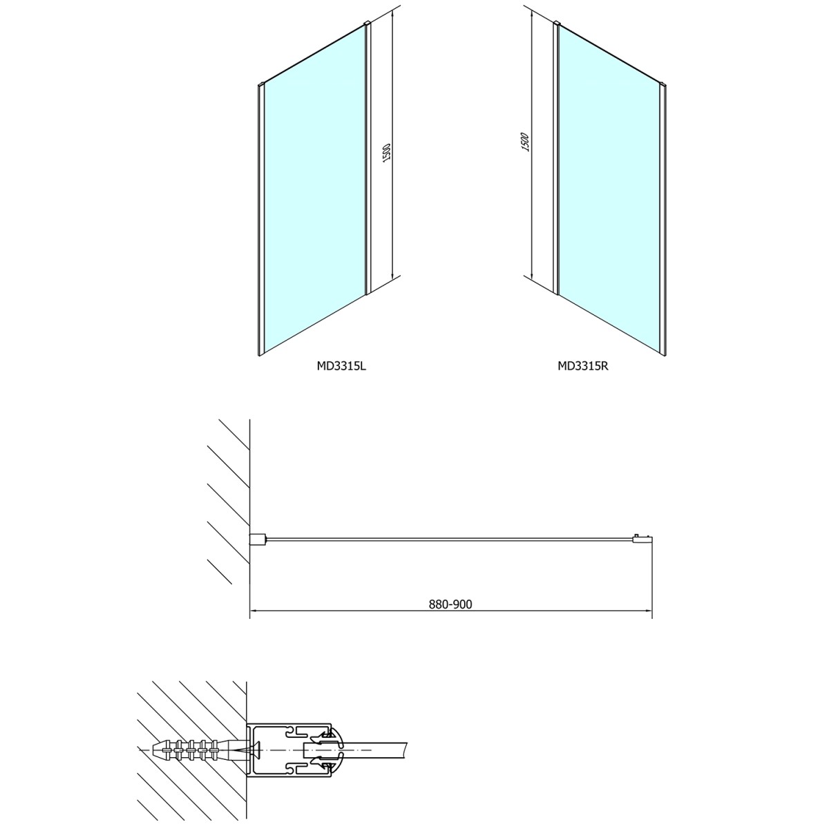 POLYSAN – DEEP boční stěna 900×1500 cm, čiré sklo MD3315