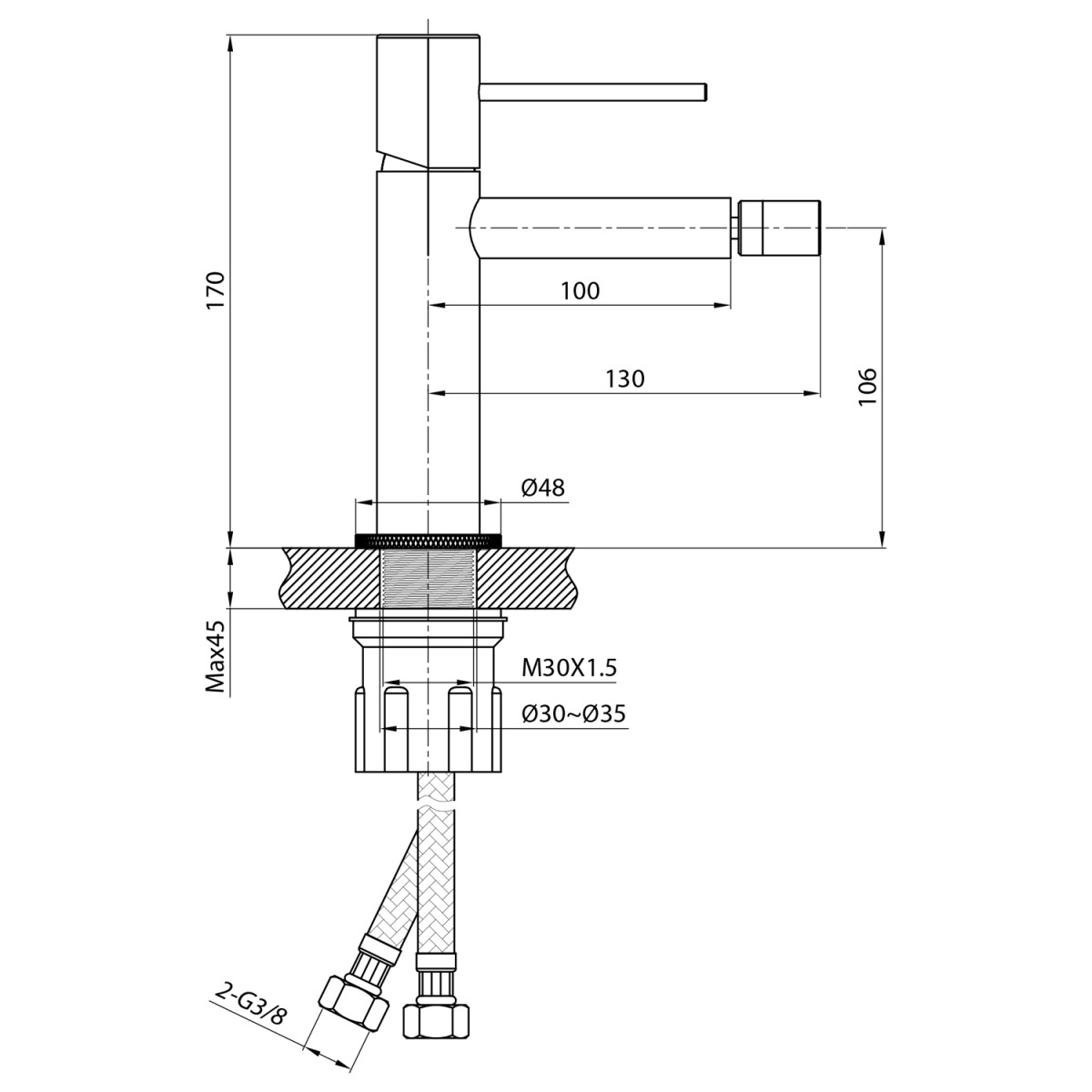 SAPHO – SOLARIS stojánková bidetová baterie, chrom/černá mat WD003CB
