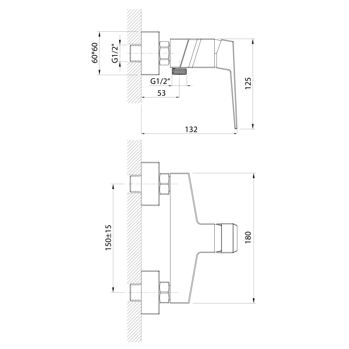 AQUALINE – RITMO nástěnná sprchová baterie, chrom RT011