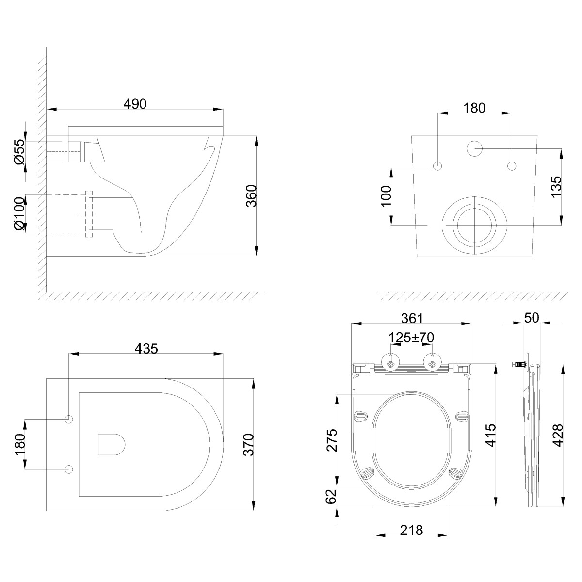 ALCA Sádromodul – předstěnový instalační systém bez tlačítka + WC INVENA LIMNOS WITH SOFT, včetně soft/close sedátka AM101/1120 X LI1