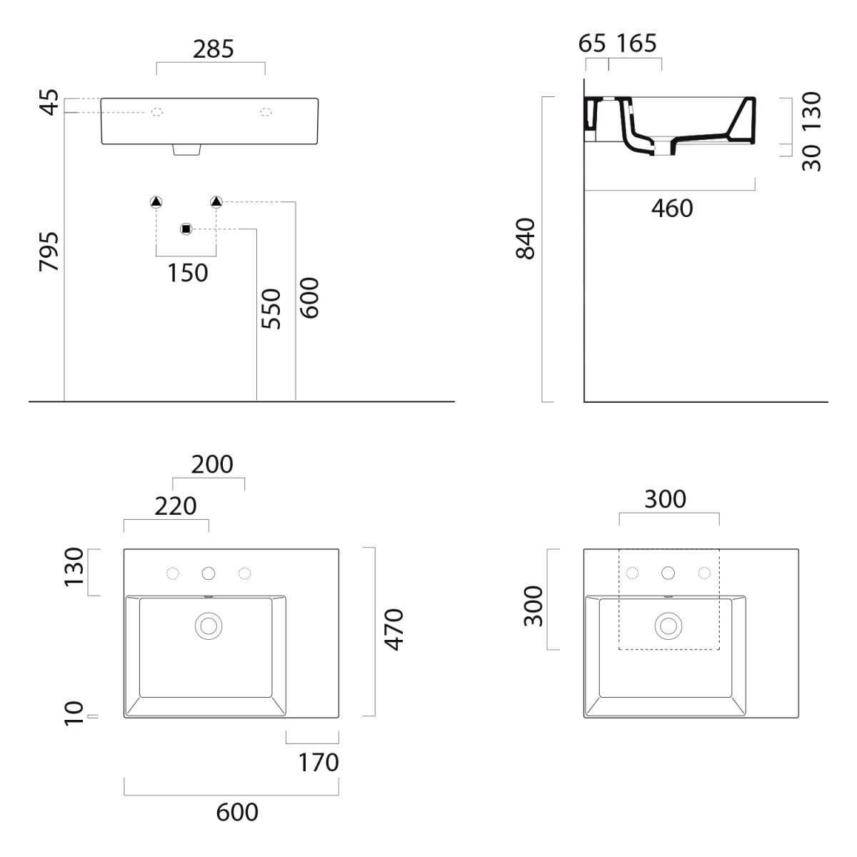 GSI – KUBE X keramické umyvadlo 60x47cm, s odkládací plochou vpravo, bílá ExtraGlaze 9438111