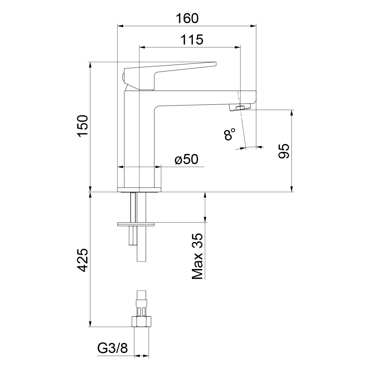 SAPHO – TURSI stojánková umyvadlová baterie, černá mat TI002B