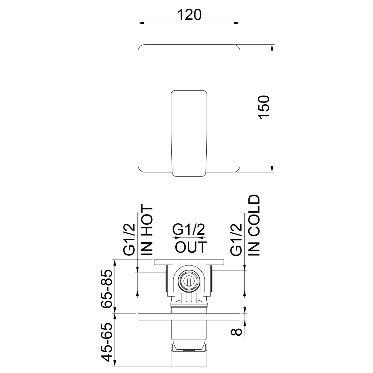 SAPHO – TURSI podomítková sprchová baterie, 1 výstup, černá mat TI041B