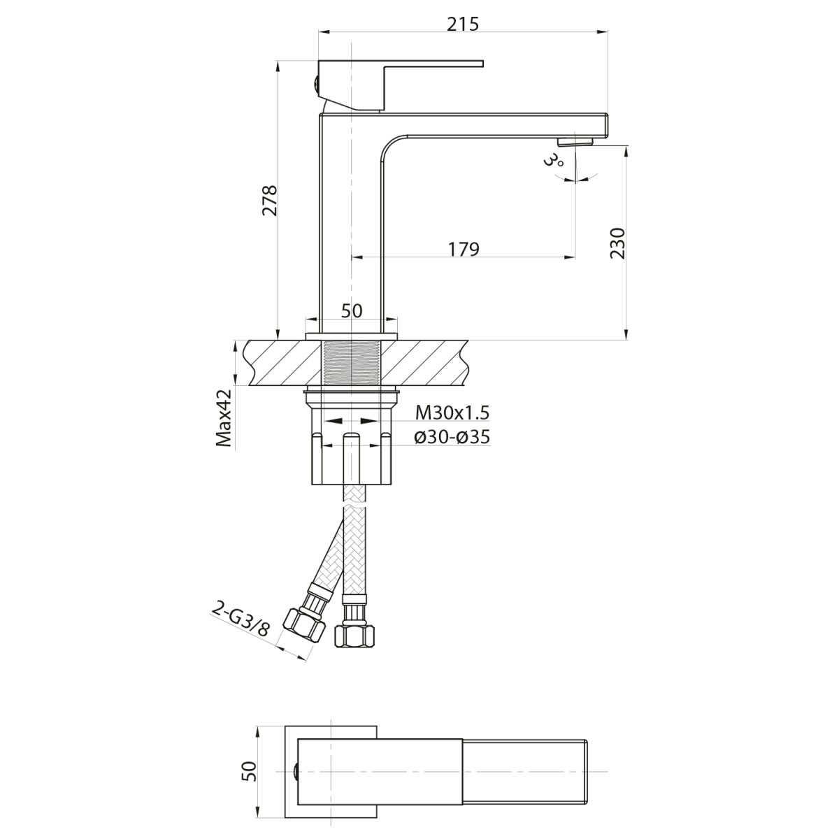 SAPHO – CUBEMIX stojánková umyvadlová baterie vysoká, zlato mat CM006GB