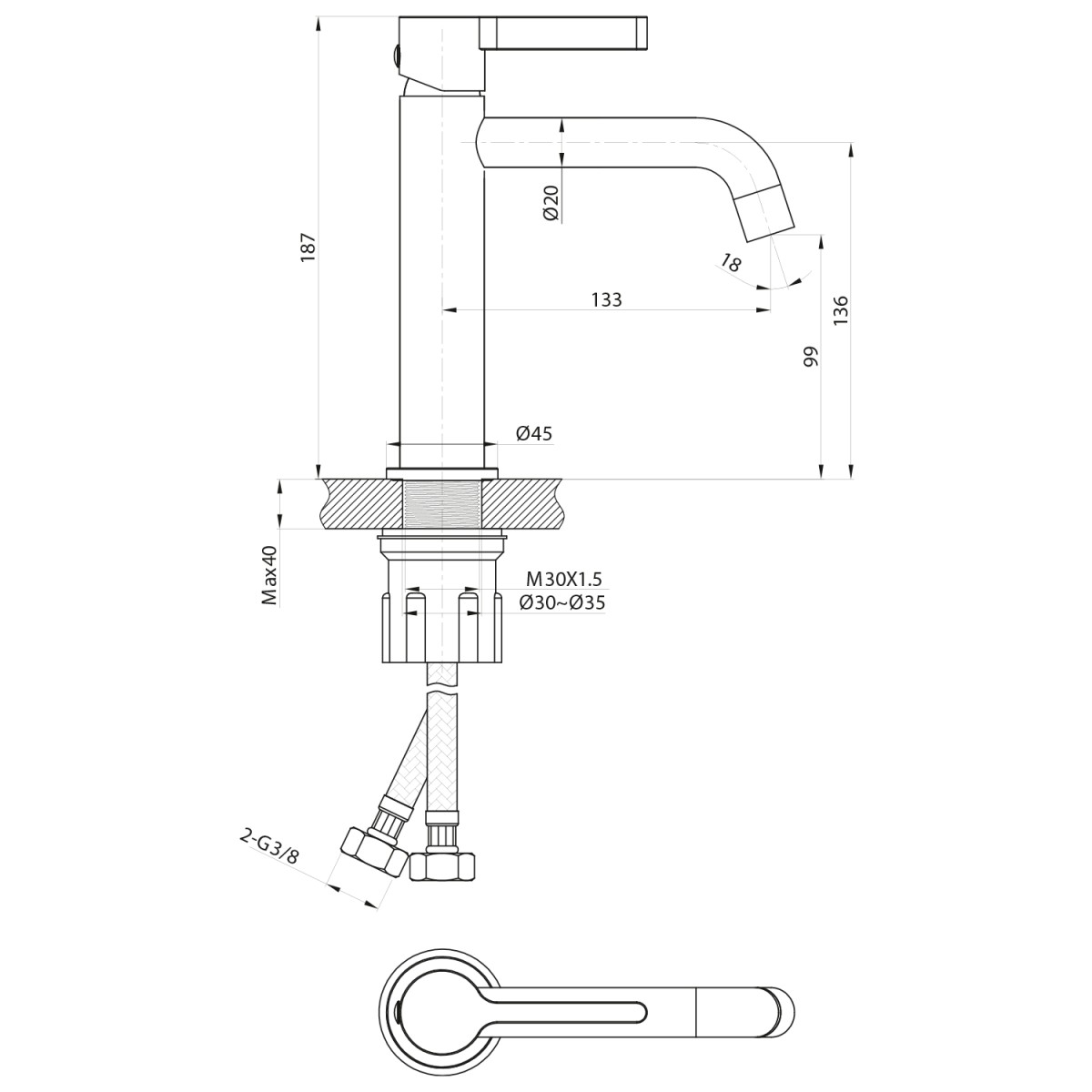 SAPHO – ICONIC stojánková umyvadlová baterie, zlato mat AF002GB