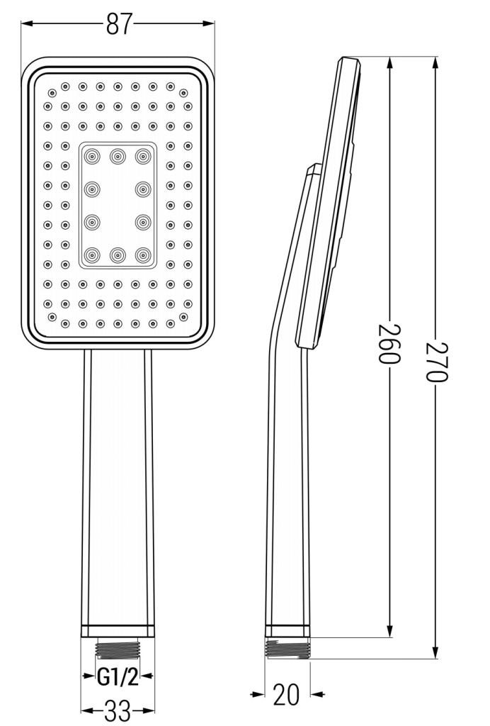 MEXEN – R-54 ruční sprcha 1 funkční černá / chrom 79554-71